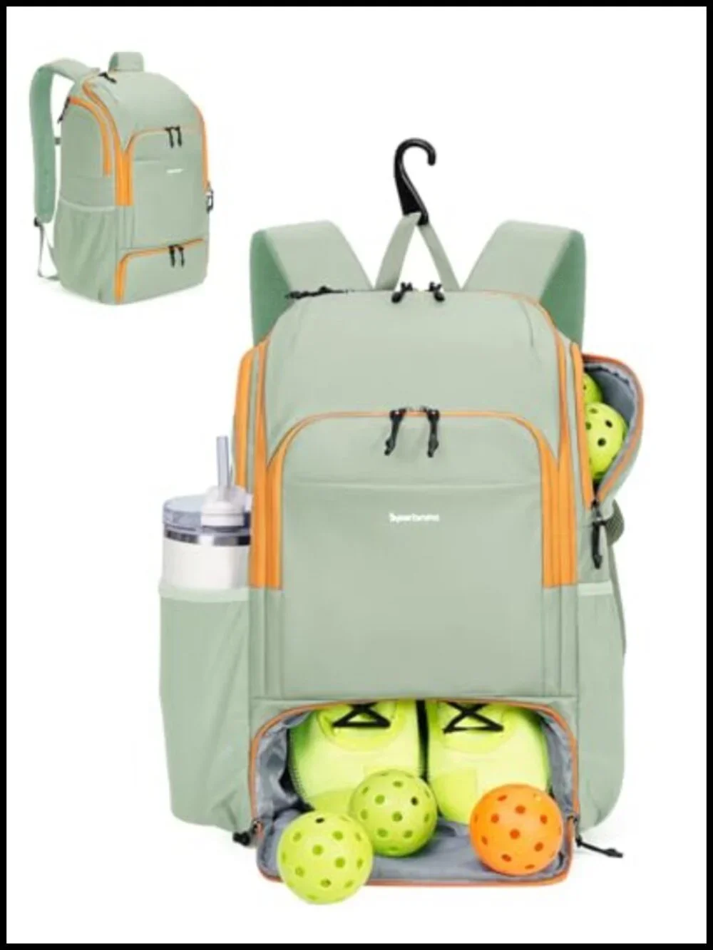 Waterproof Pickleball Bag with Shoe Compartment, Fence Hook, 30L